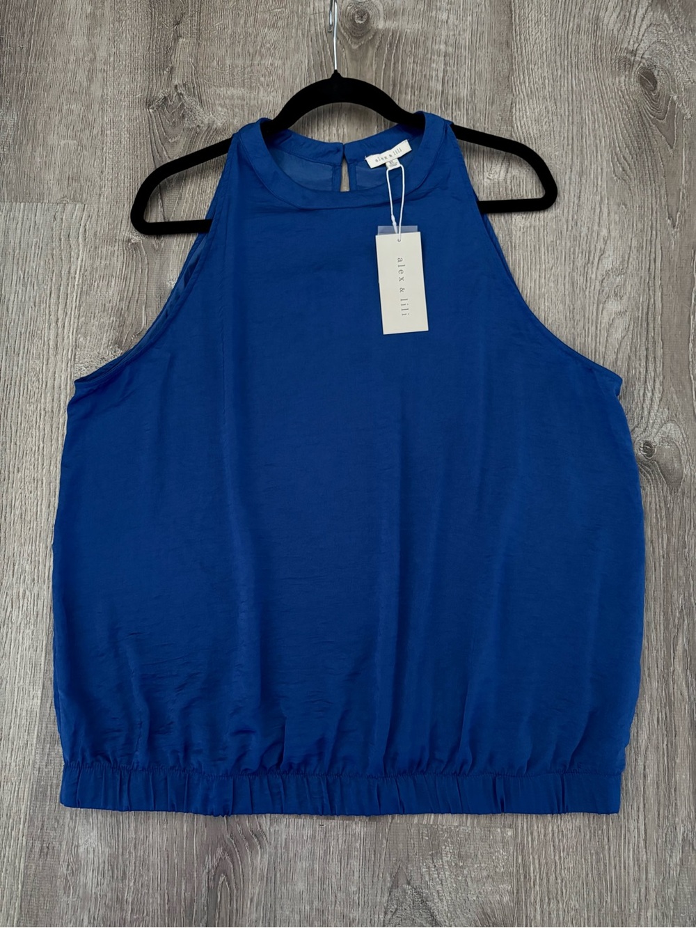 NWT Alex & Lili Royal Blue High Neck Blouson Top XL
